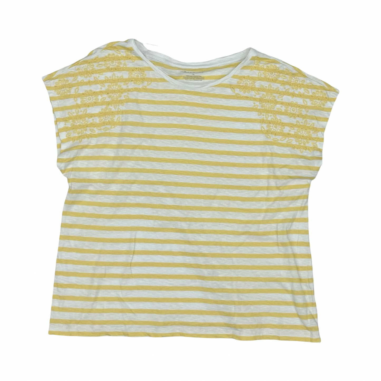 Top Ss By Talbots In White & Yellow, Size:Xl