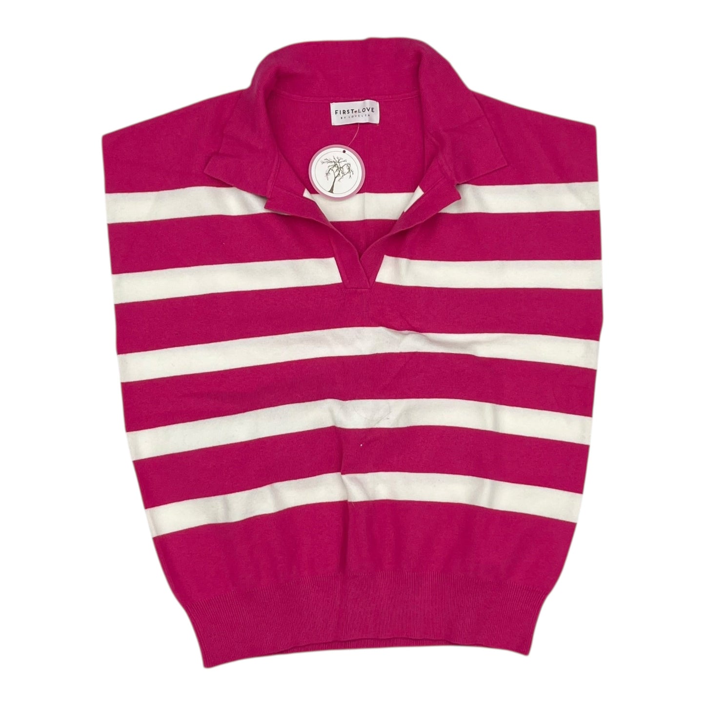 Vest Sweater By First Love In Pink & White, Size:M