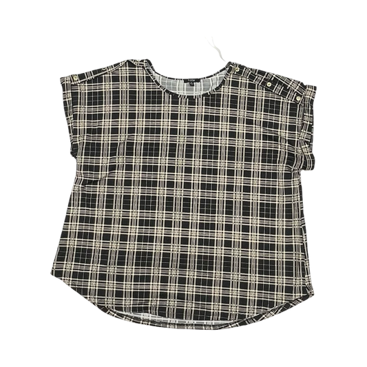 Blouse Ss By Auw In Black & Tan, Size:3X