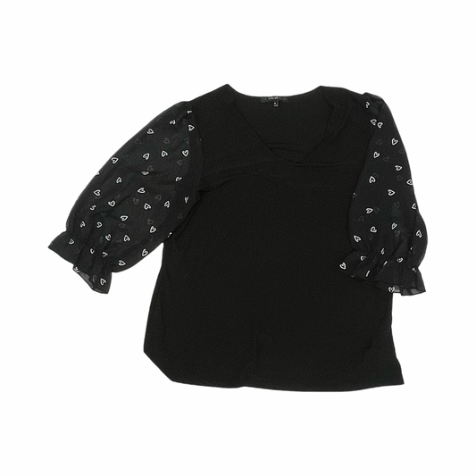 Blouse Ss By Atelier In Black & Cream, Size:Xl