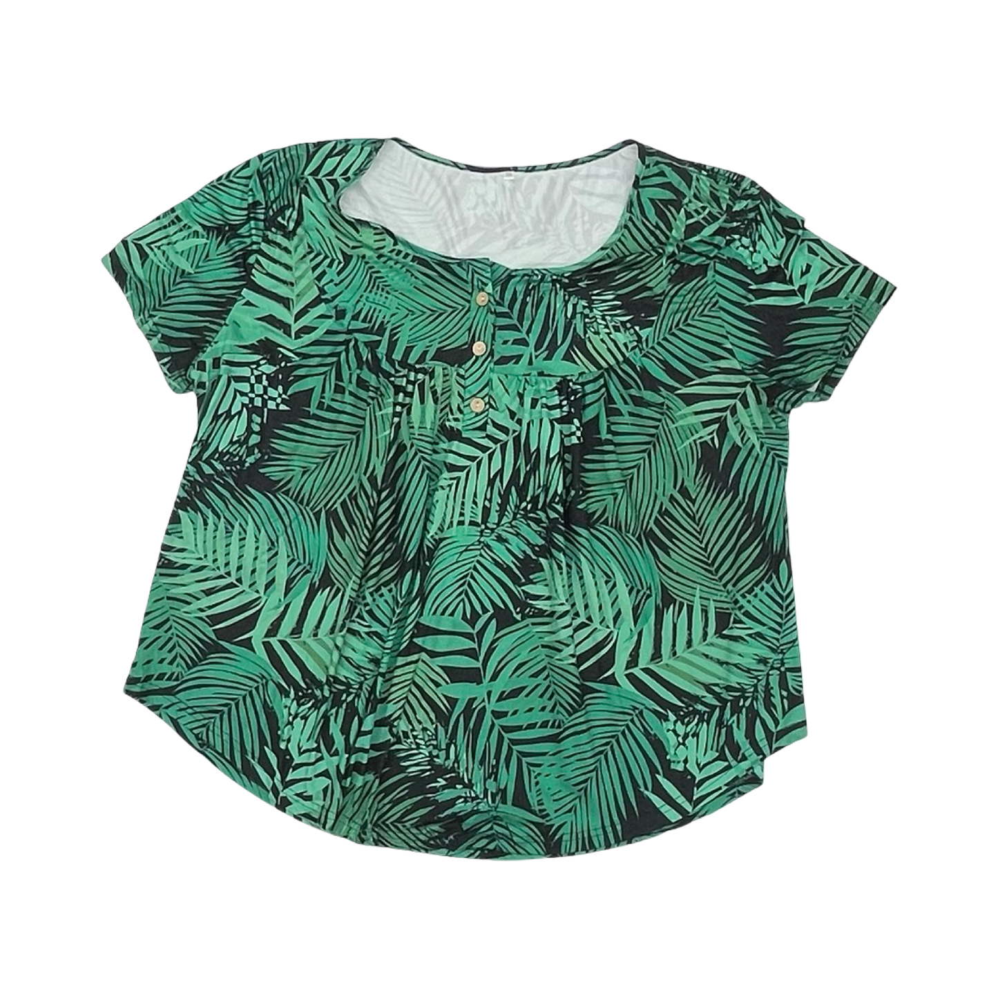 Blouse Ss By Cmf In Black & Green, Size:3X