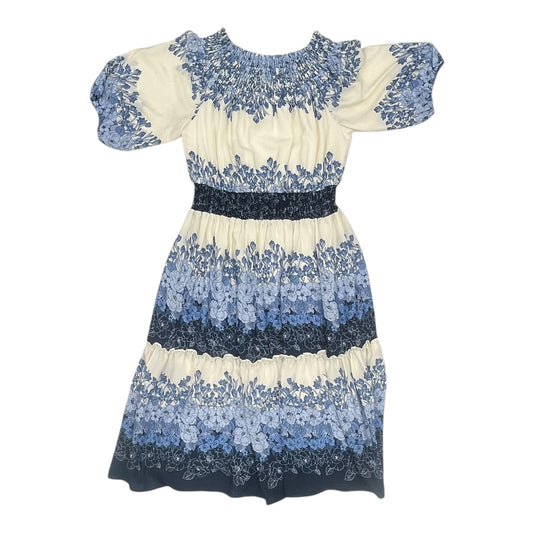 Dress Party Midi By Gabby Skye In Blue & White, Size:12