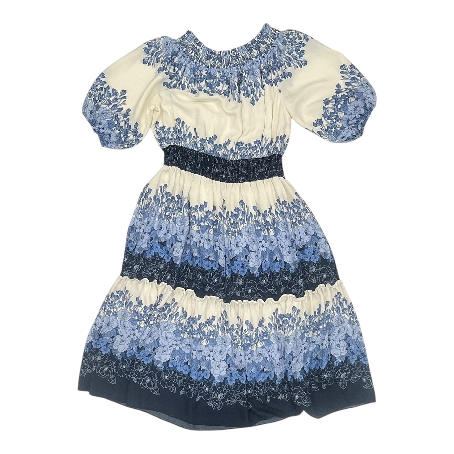 Dress Party Midi By Gabby Skye In Blue & White, Size:12