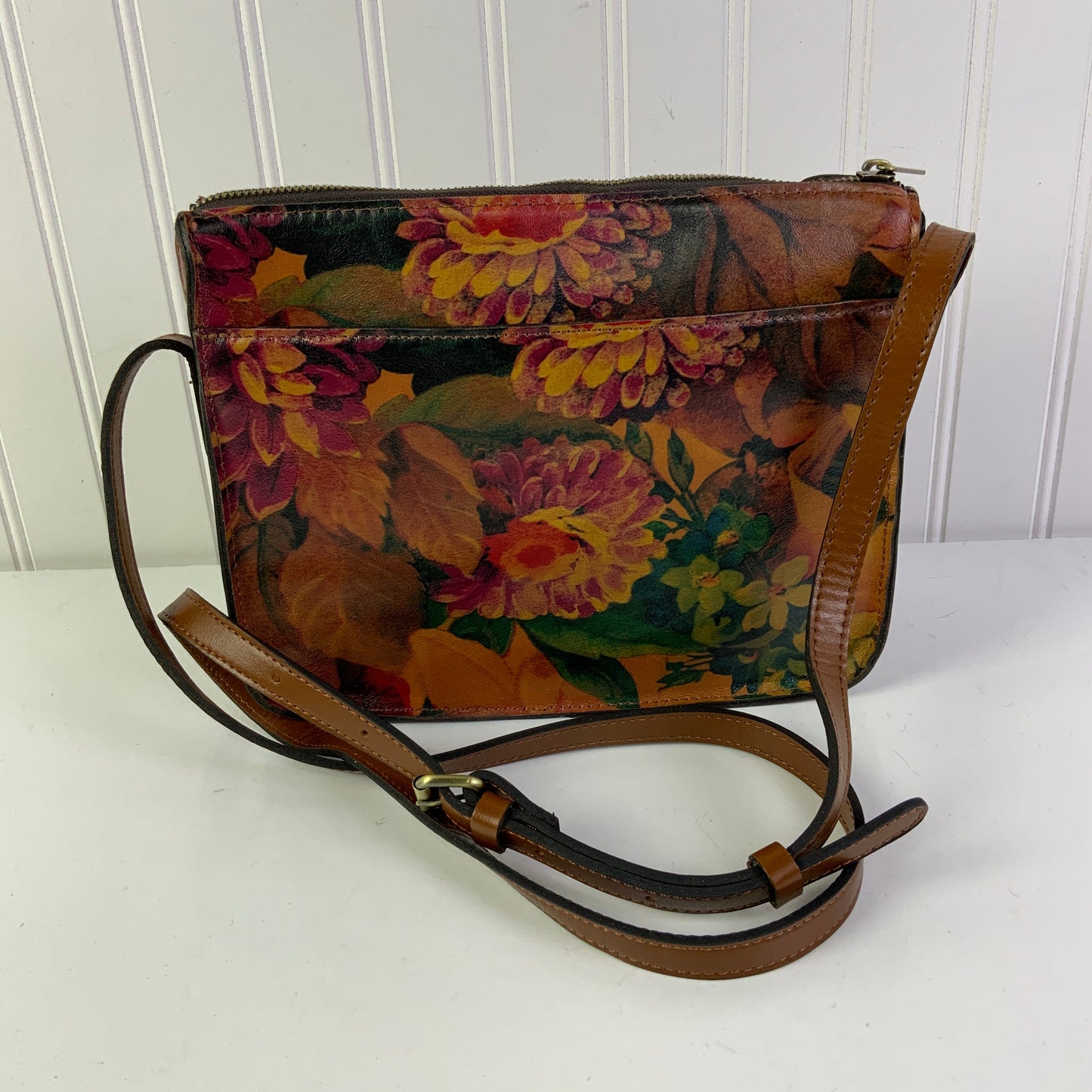 Crossbody Designer By Patricia Nash In Brown & Orange, Size:Medium
