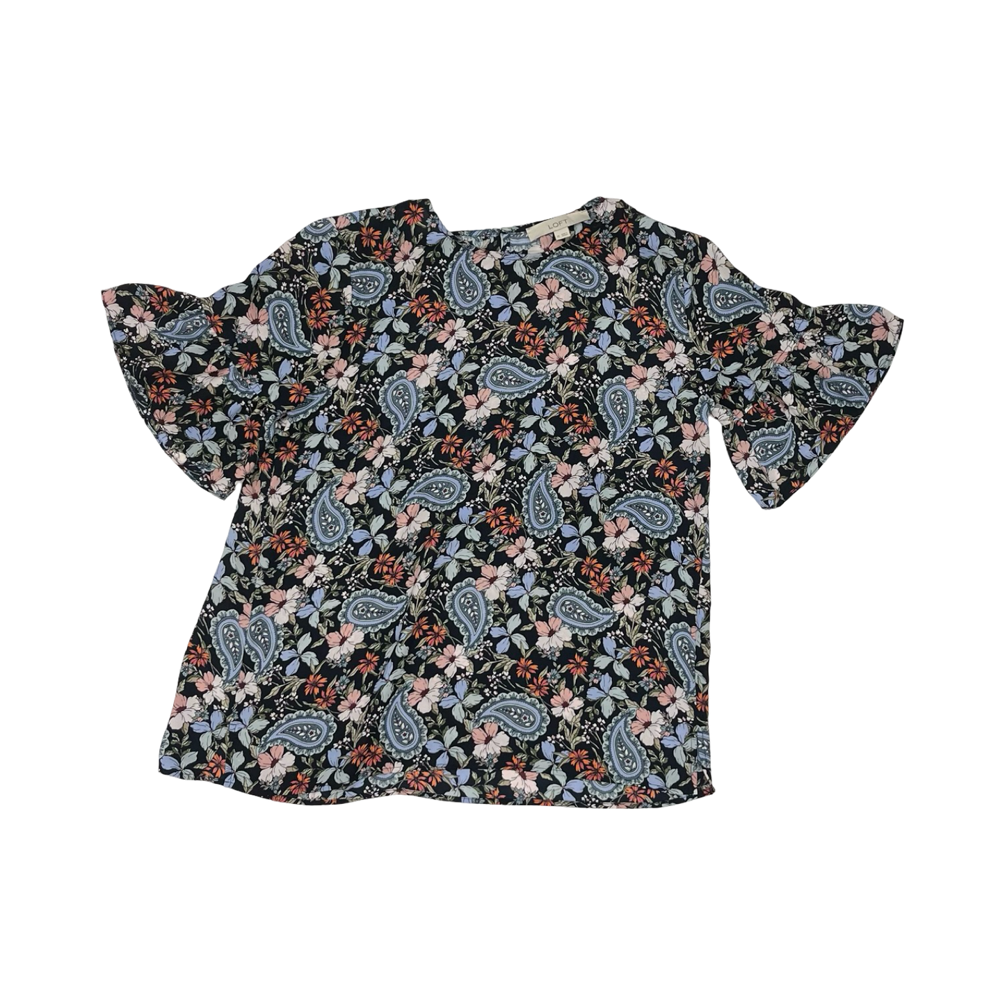 Blouse Ss By Loft In Black, Size:Xs