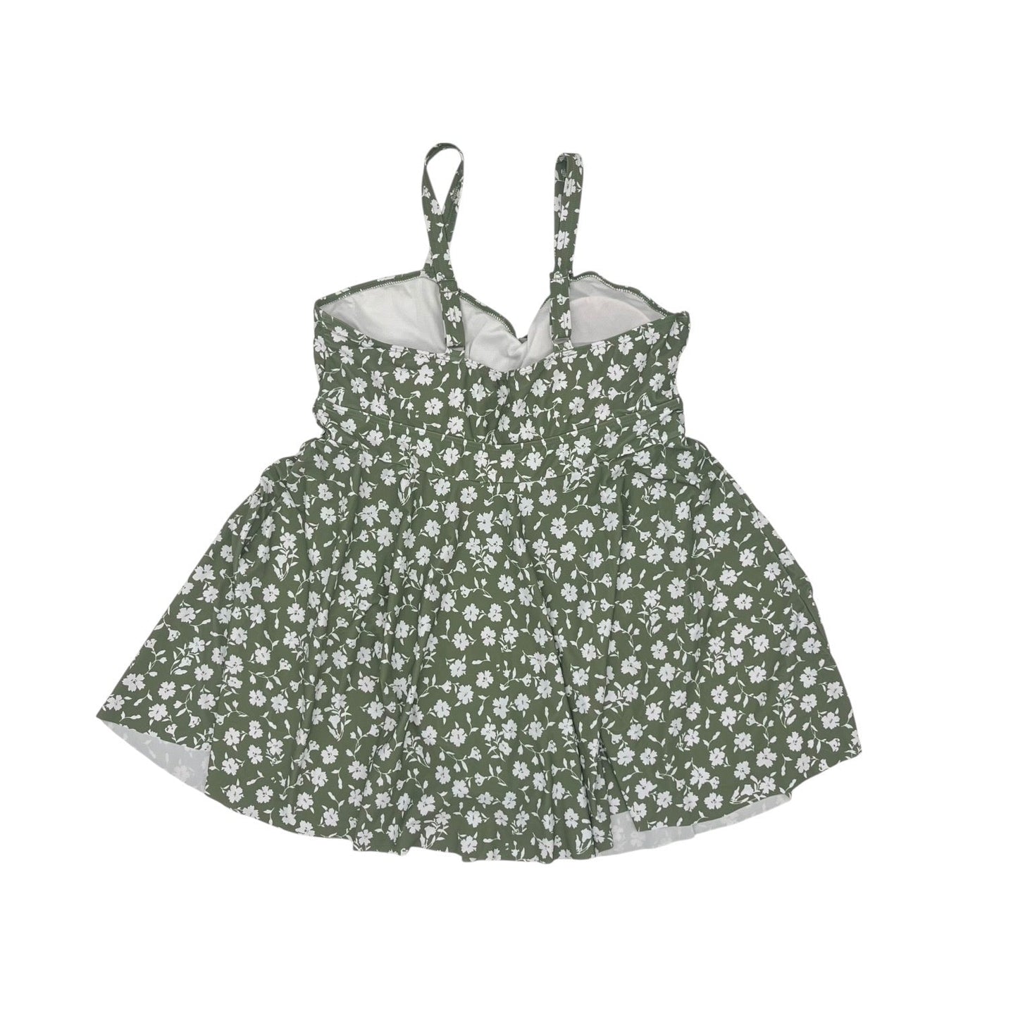 Swimsuit By Bloomchic In Green & White, Size:1X