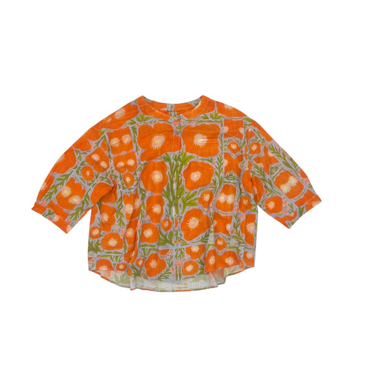 Blouse Ss By Cme In Orange & Purple, Size:2X