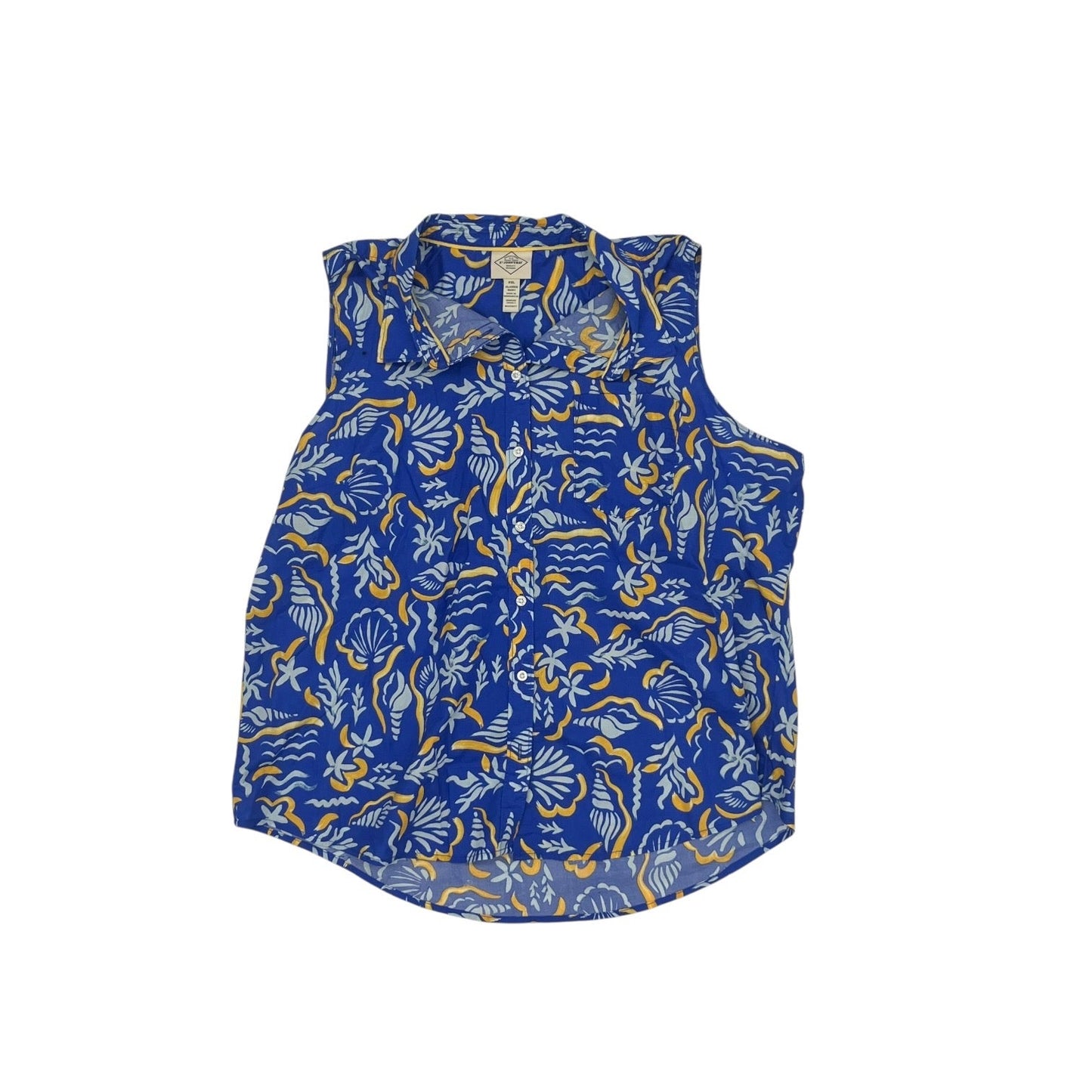 Blouse Ss By St Johns Bay In Blue & Yellow, Size:Xlp