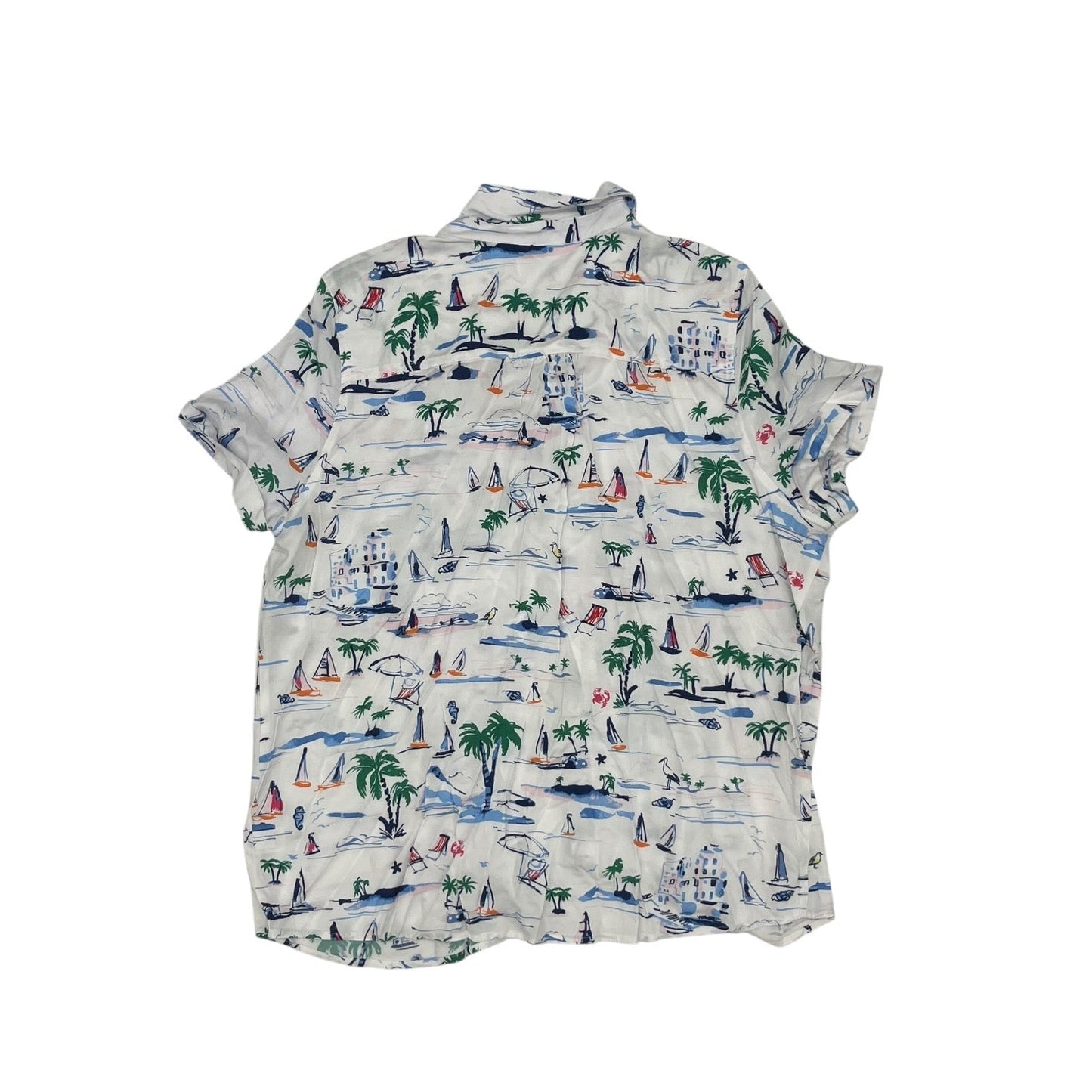 Blouse Ss By Croft And Barrow In Blue & White, Size:Xxl