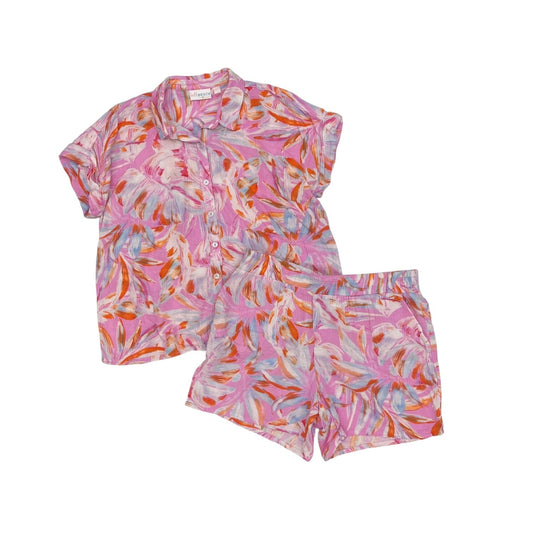 Shorts Set By Belle By Kim Gravel In Pink & White, Size:L
