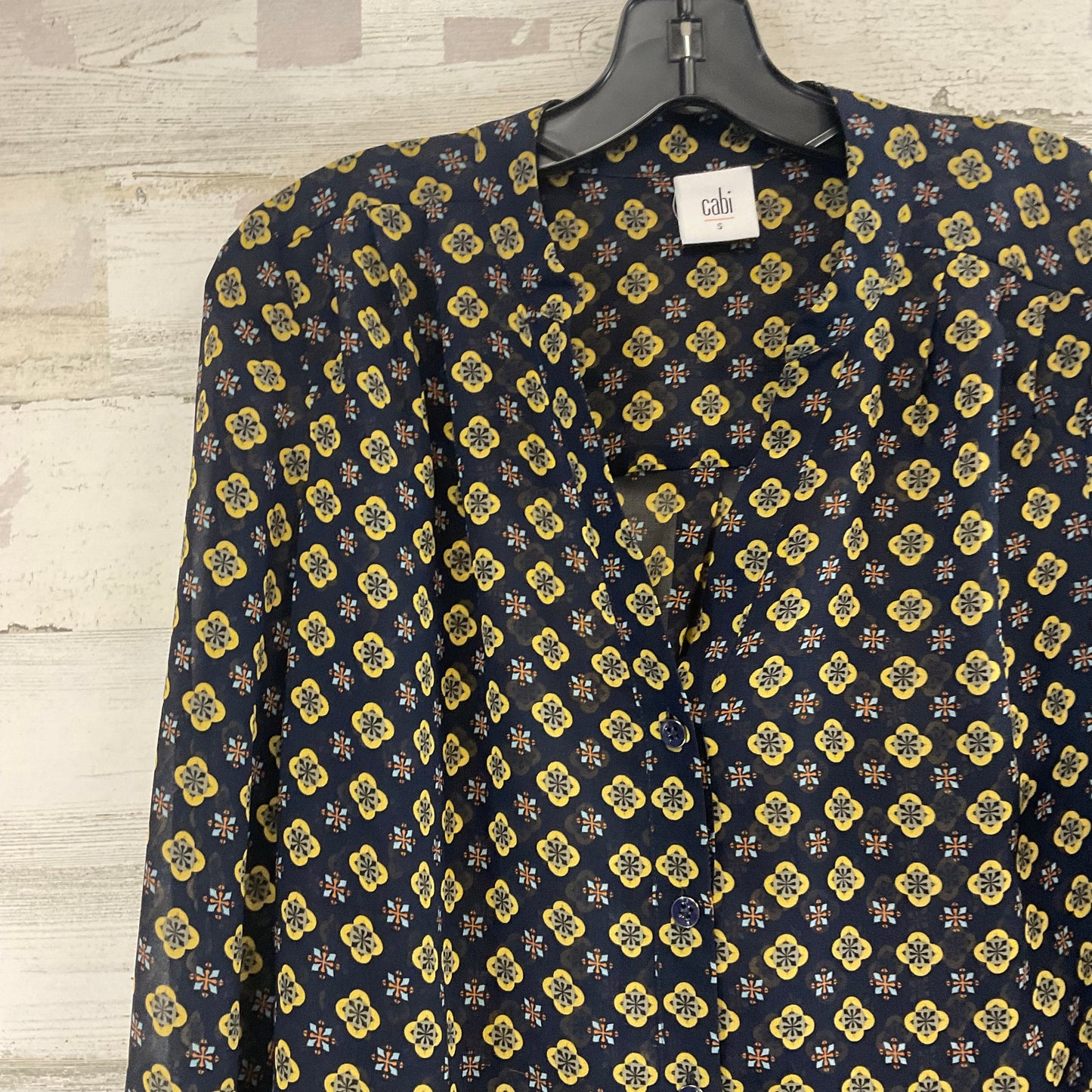 Blouse Ls By Cabi In Blue & Yellow, Size:S