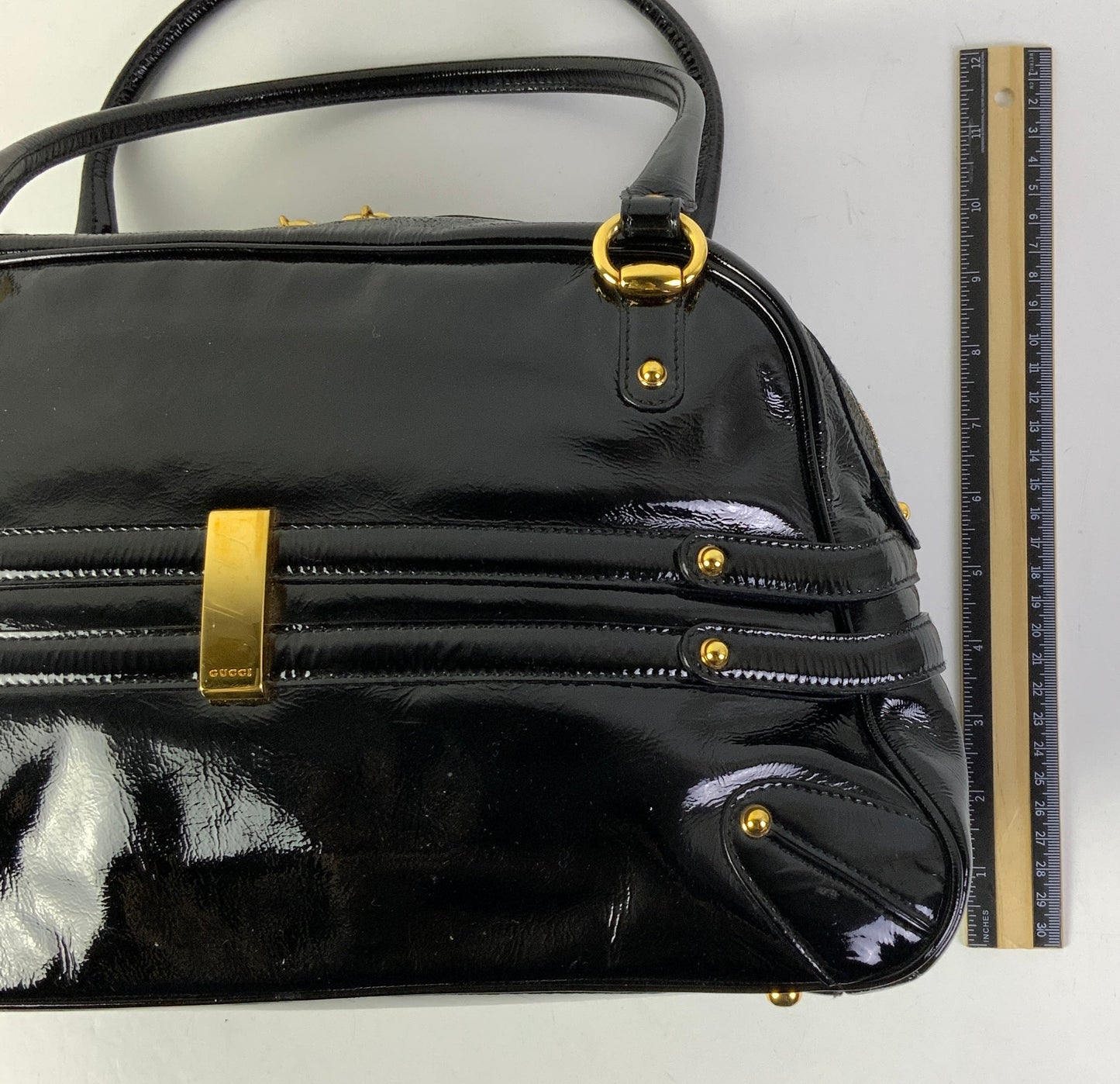 Handbag Luxury Designer By Gucci In Black, Size:Medium