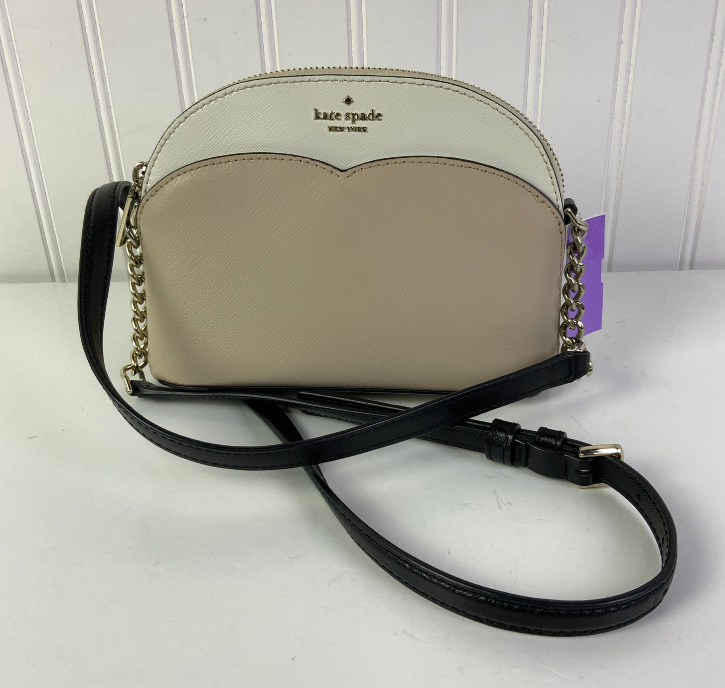 Crossbody Designer By Kate Spade In Tan & White, Size:Small