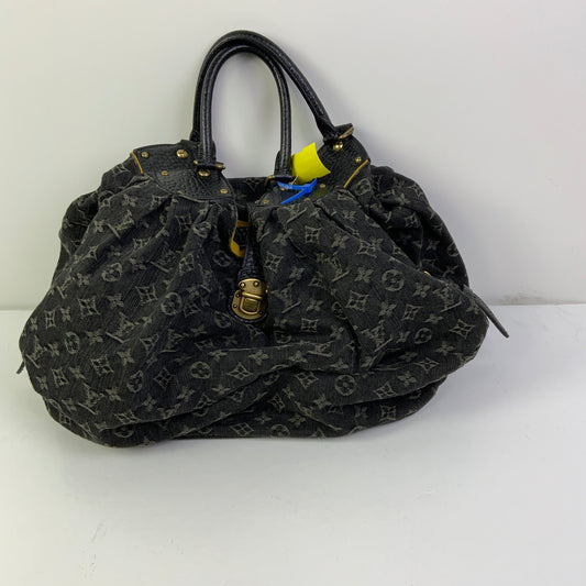 Handbag Luxury Designer By Louis Vuitton In Black Denim, Size:Large
