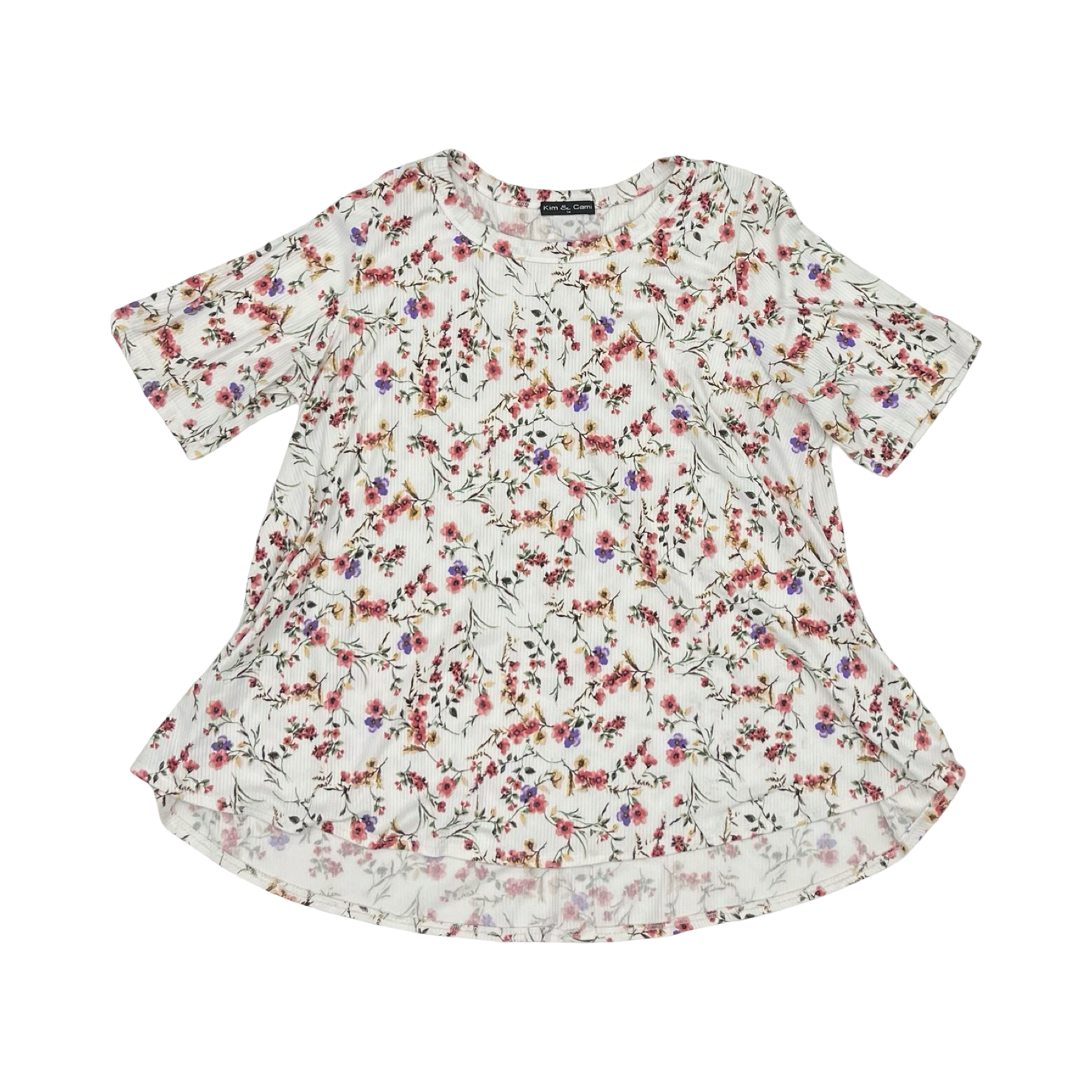 Top Ss By Kim & Cami In Floral Print, Size:1X