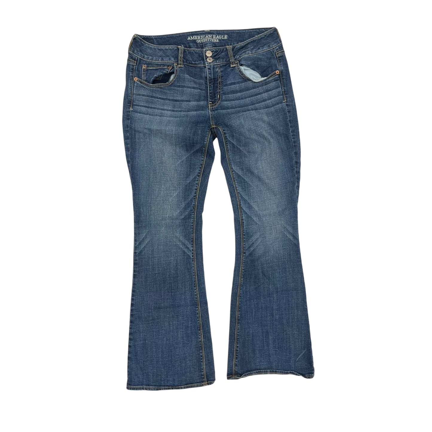 Jeans Flared By American Eagle In Blue Denim, Size:12