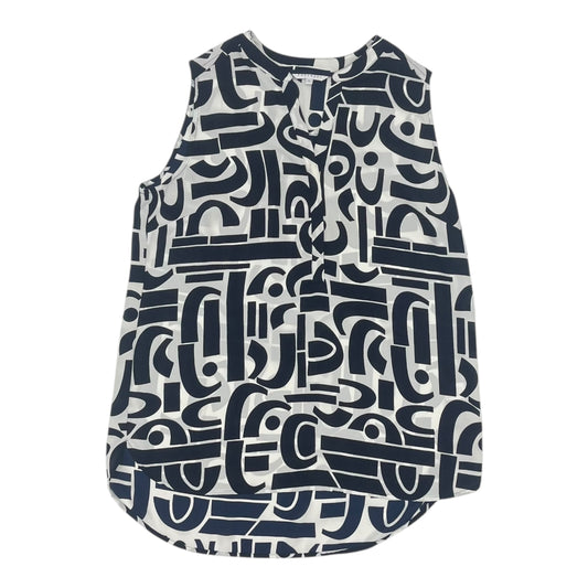 Blouse Sleeveless By Foxcroft In Blue & White, Size:M