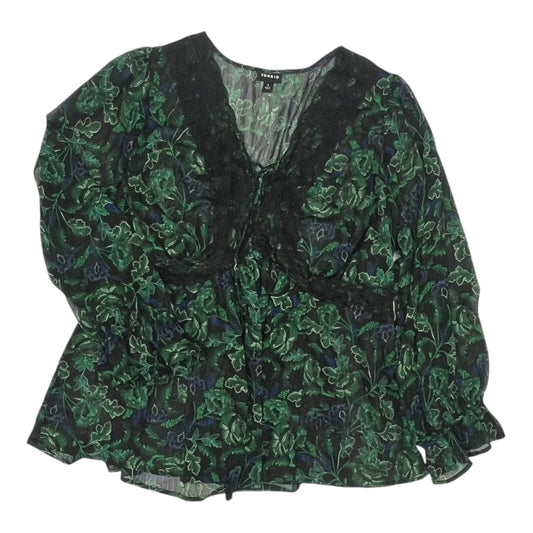 Blouse Ls By Torrid In Black & Green, Size:1X