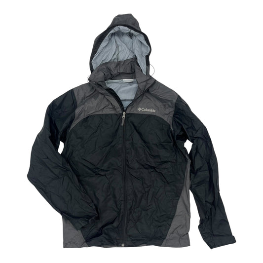 Jacket Windbreaker By Columbia In Black & Grey, Size:S
