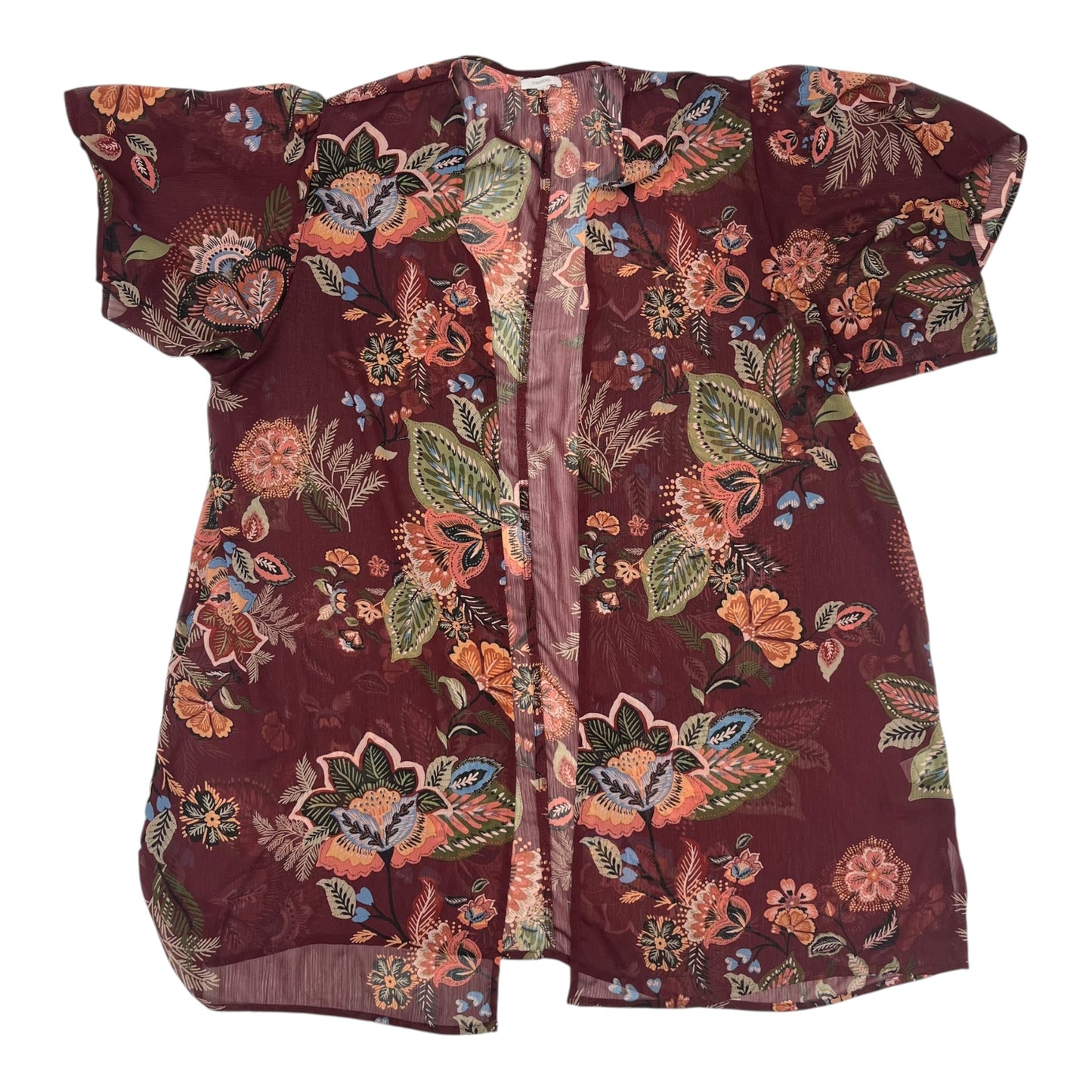 Kimono By Maurices In Maroon, Size:2X