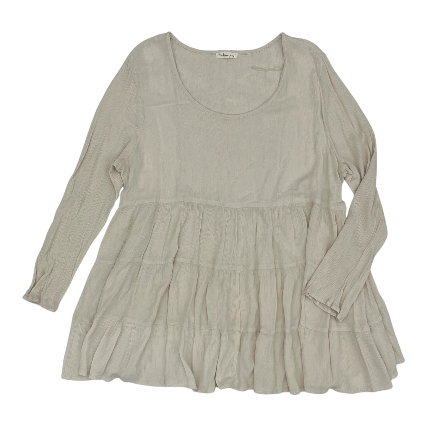 Blouse Ls By Indigo Soul In Cream, Size:Xl