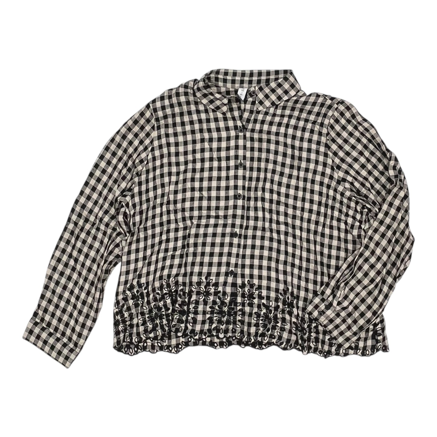 Blouse Ls By Grace + Karma In Black & Tan, Size:1X