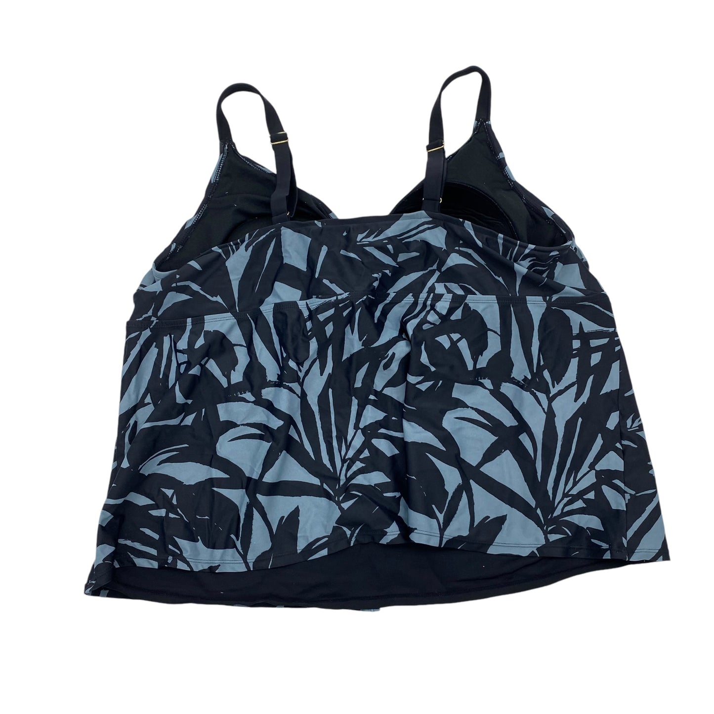 Swimsuit Top By Ava & Viv In Black & Blue, Size:4X