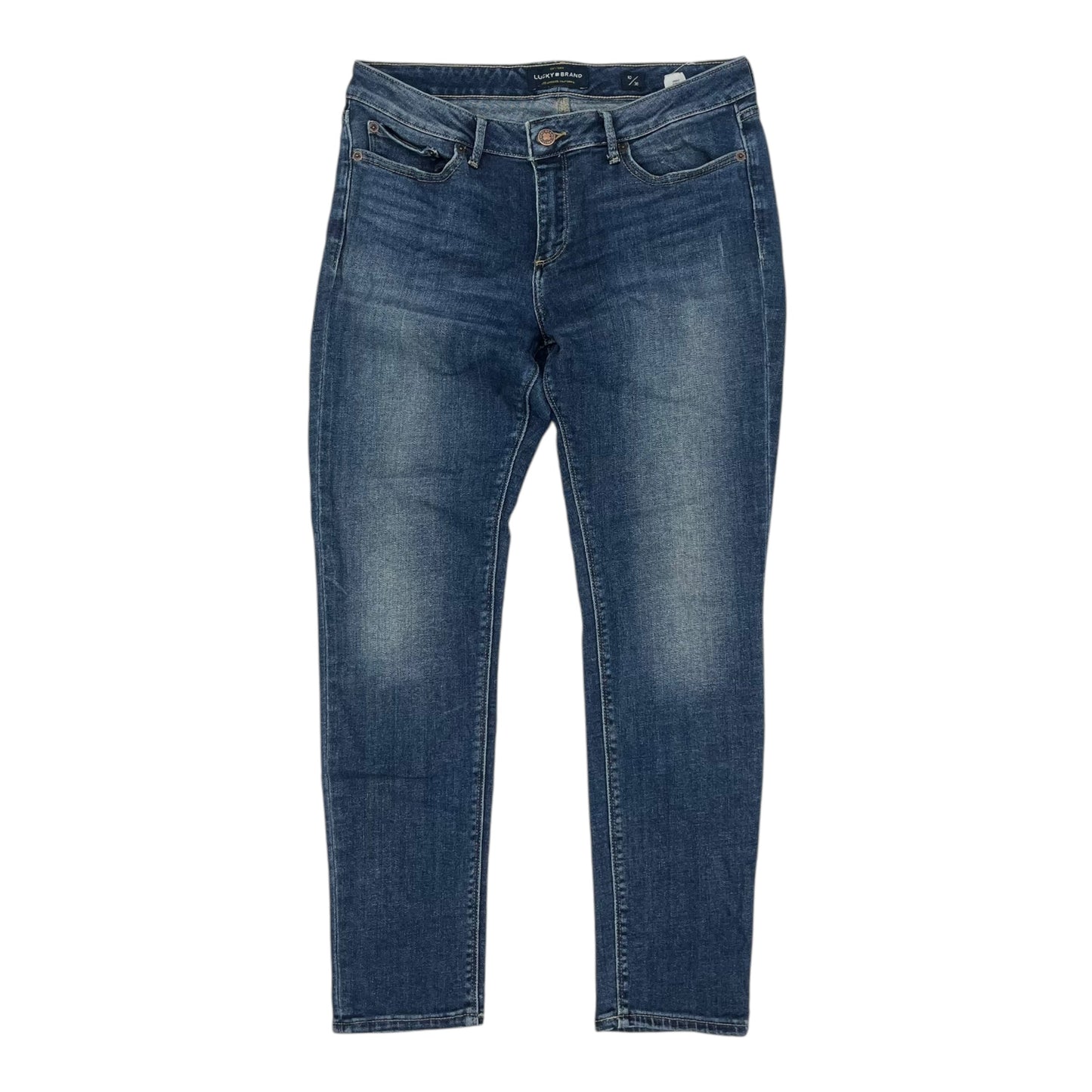 Jeans Straight By Lucky Brand In Blue Denim, Size:10