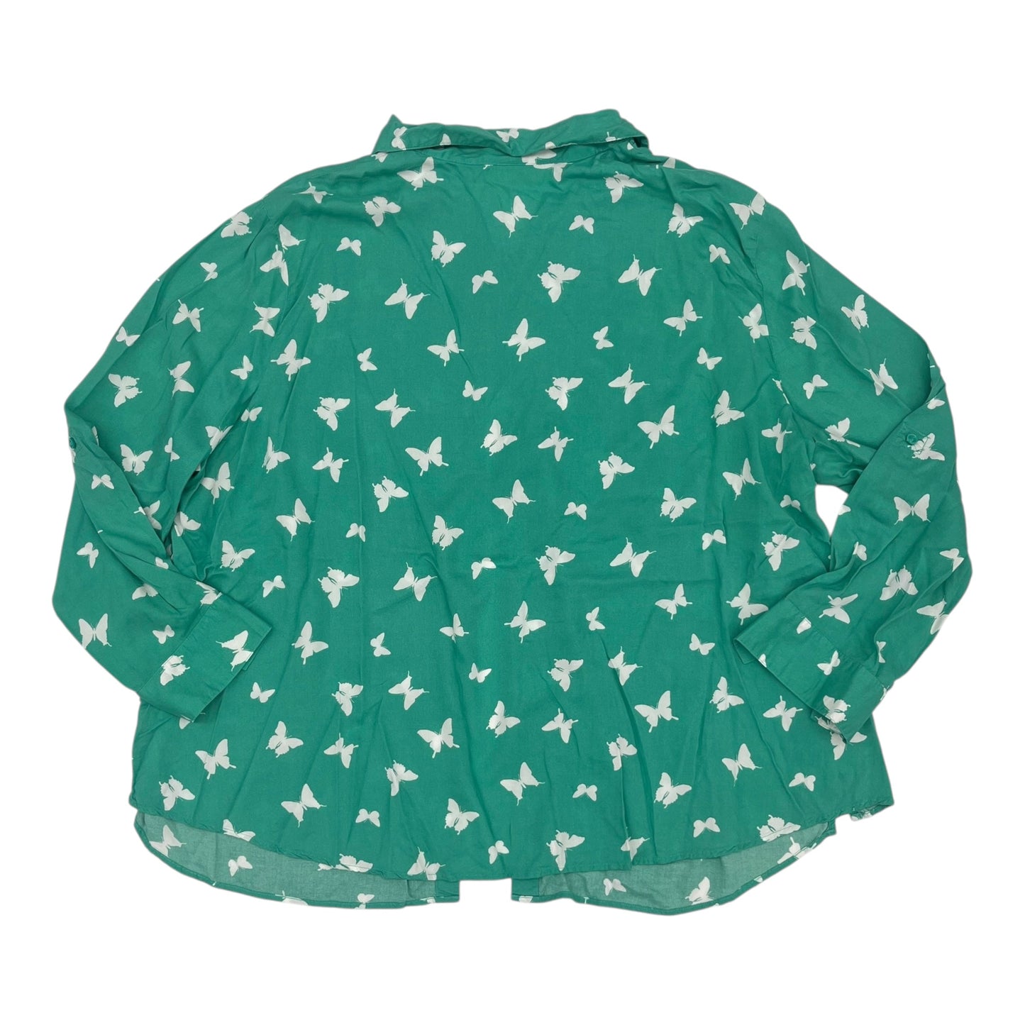 Blouse Ls By Faded Glory In Green, Size:4X
