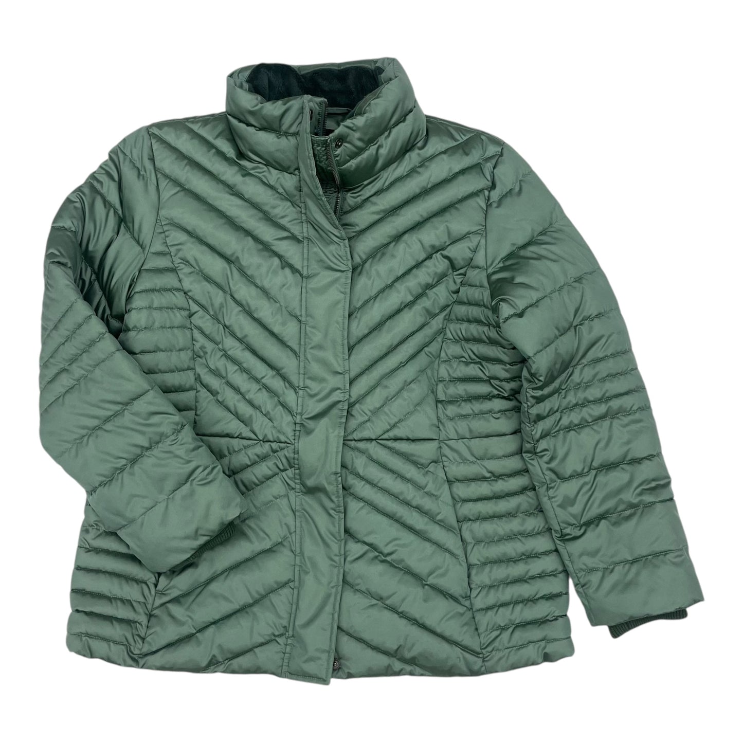 Coat Puffer & Quilted By Lands End In Green, Size:L