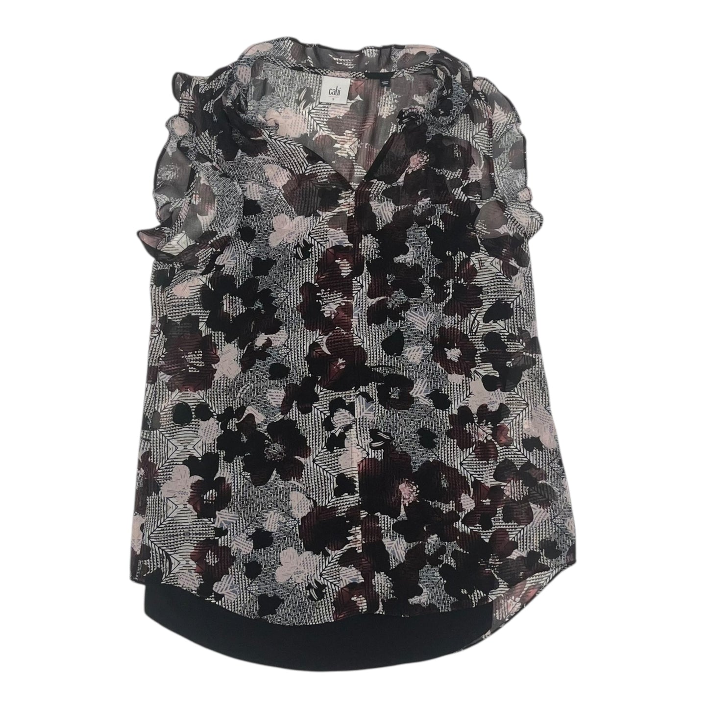 Blouse Ss By Cabi In Black & Pink, Size:S