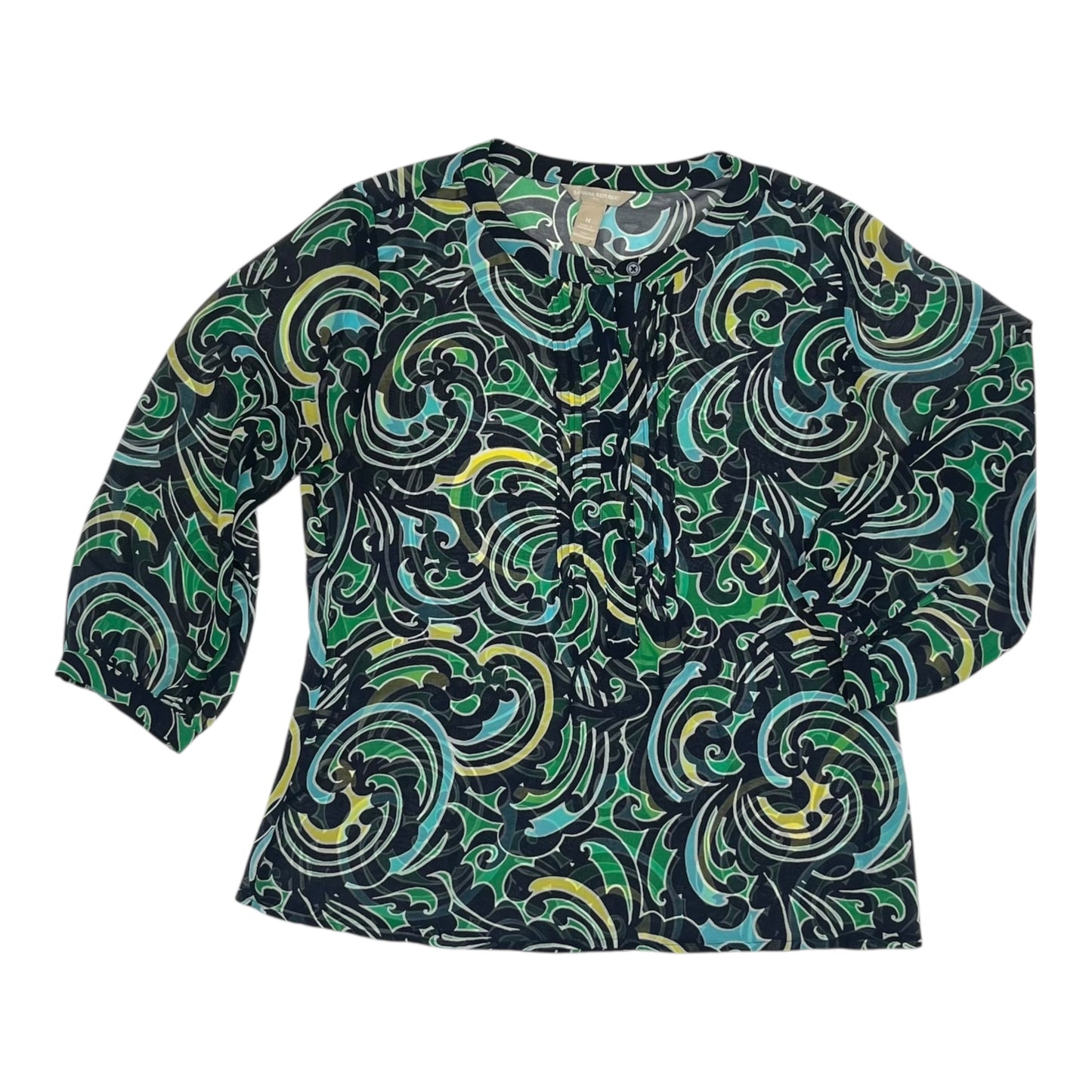 Blouse Ls By Banana Republic In Blue, Size:M