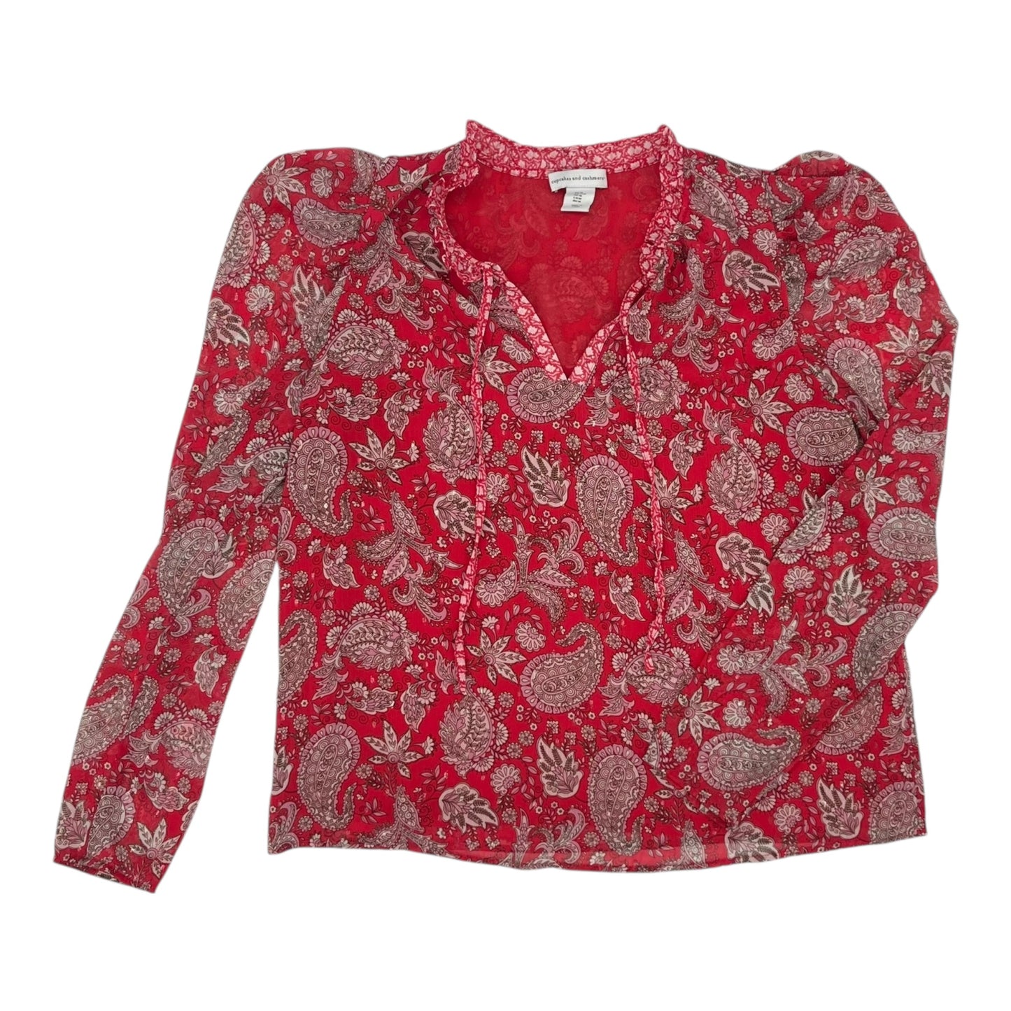 Blouse Ls By Cupcakes And Cashmere In Red, Size:M