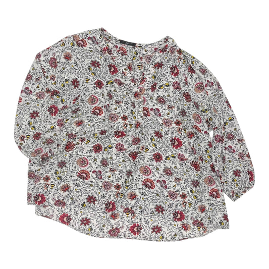 Blouse 3/4 Sleeve By Tahari In White, Size:2X