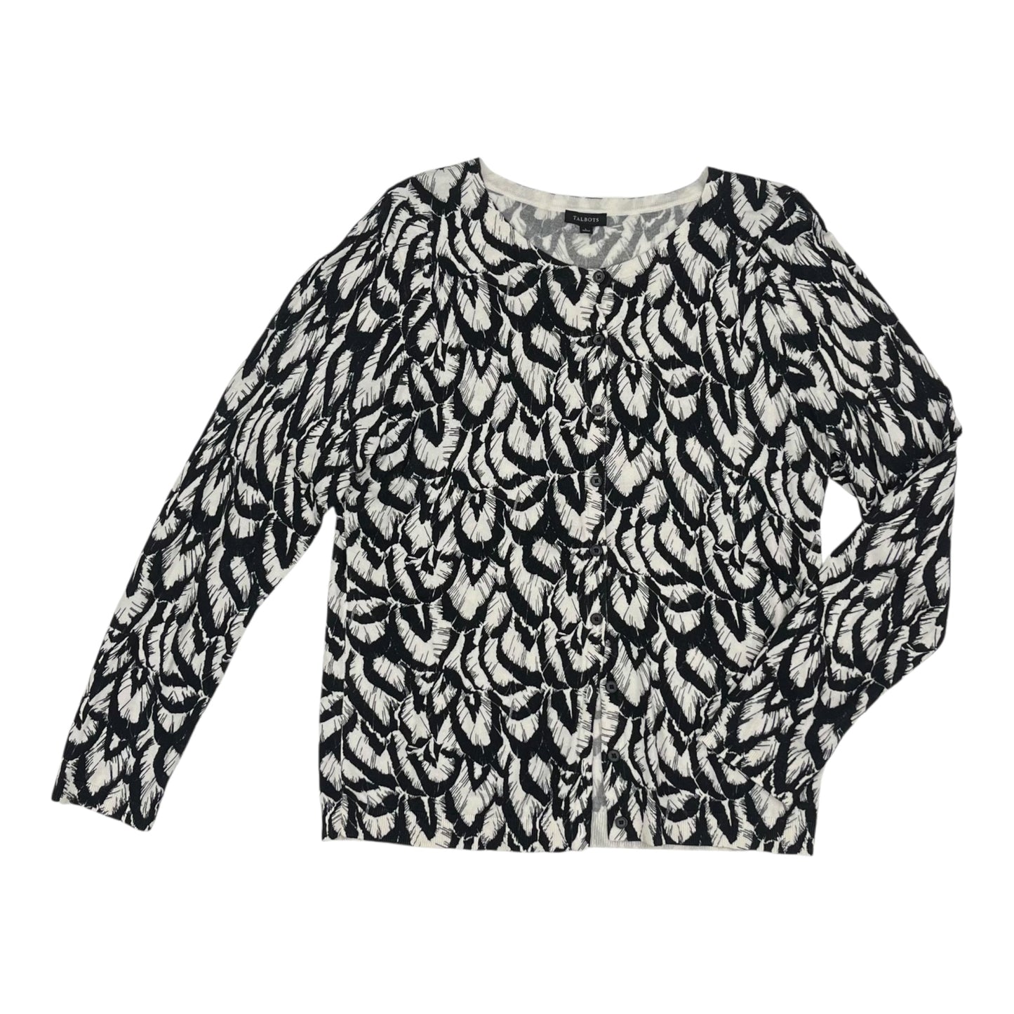 Cardigan By Talbots In Black & Cream, Size:L