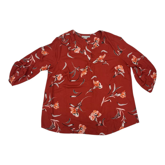 Blouse Ls By Daniel Rainn In Red, Size:2X