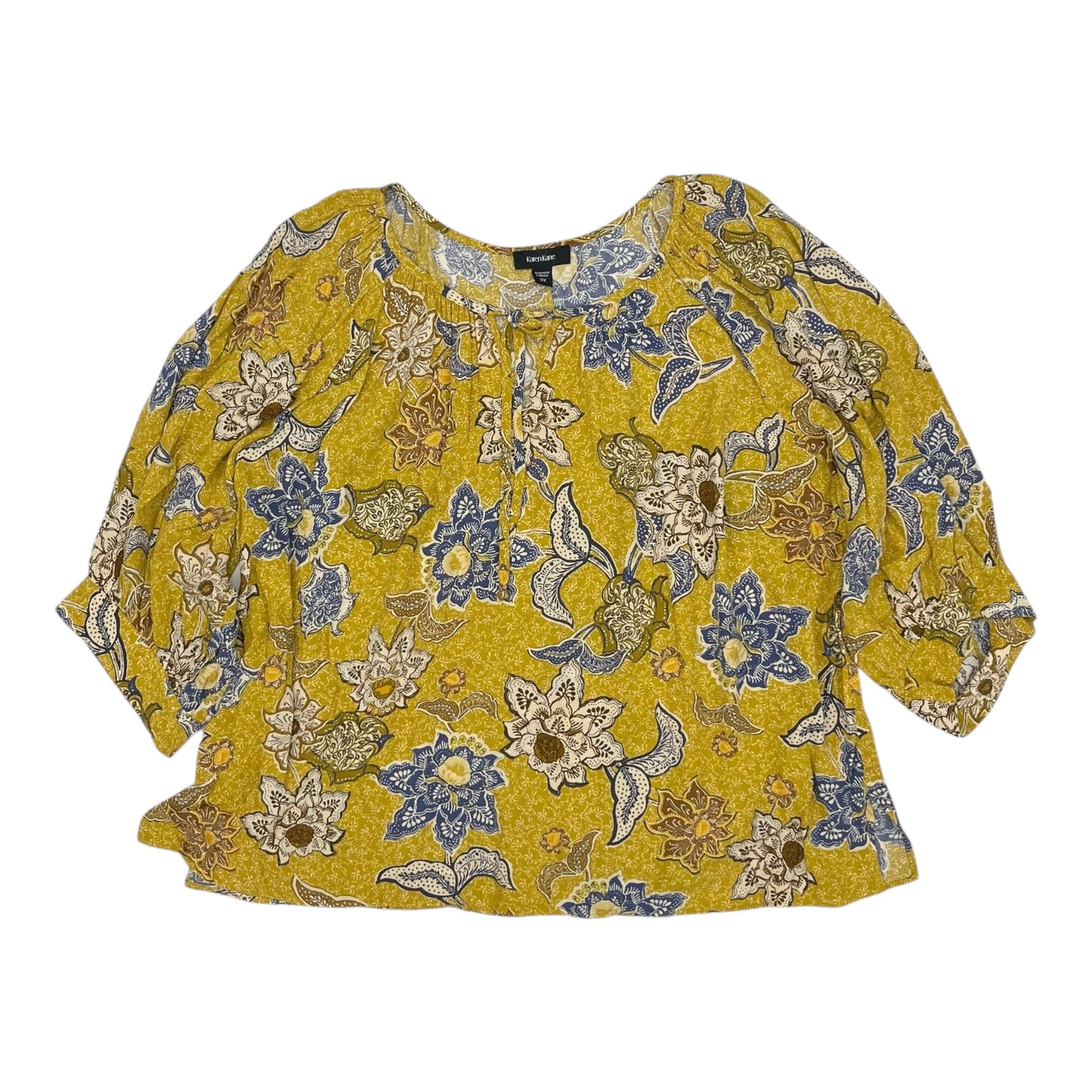 Blouse 3/4 Sleeve By Karen Kane In Yellow, Size:3X