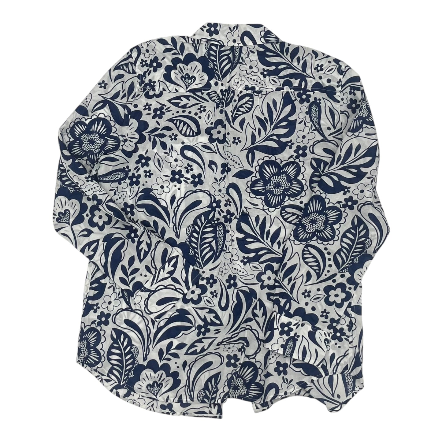 Blouse Ls By Talbots In Blue & White, Size:M