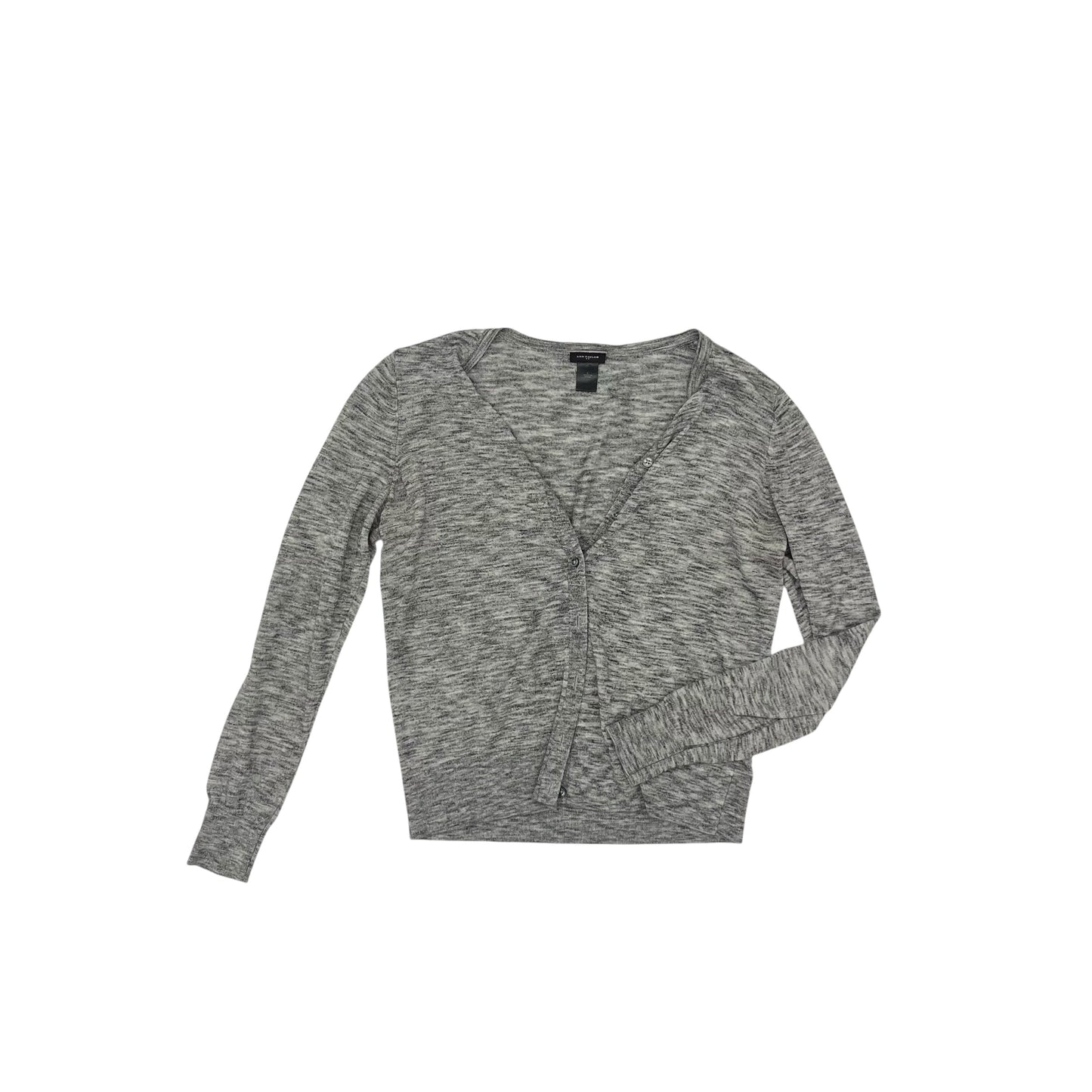 Sweater Cardigan By Ann Taylor In Grey, Size:L