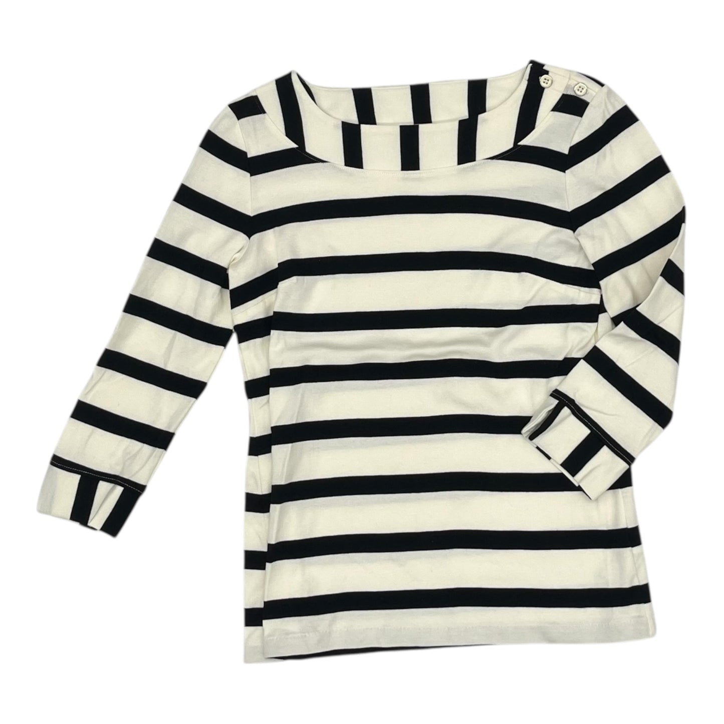 Top 3/4 Sleeve By Talbots In Black & Cream, Size:Sp