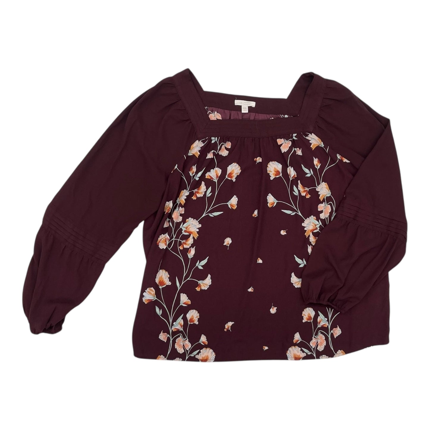 Blouse Ls By Lc Lauren Conrad In Floral Print, Size:Xxl