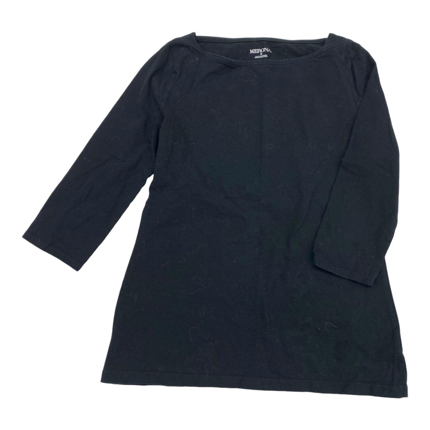 Top 3/4 Sleeve Basic By Merona In Black, Size:M