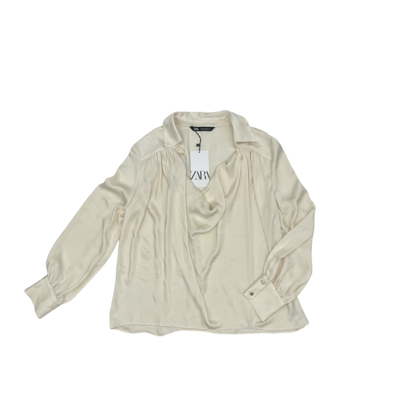 Blouse Ls By Zara In Cream, Size:M