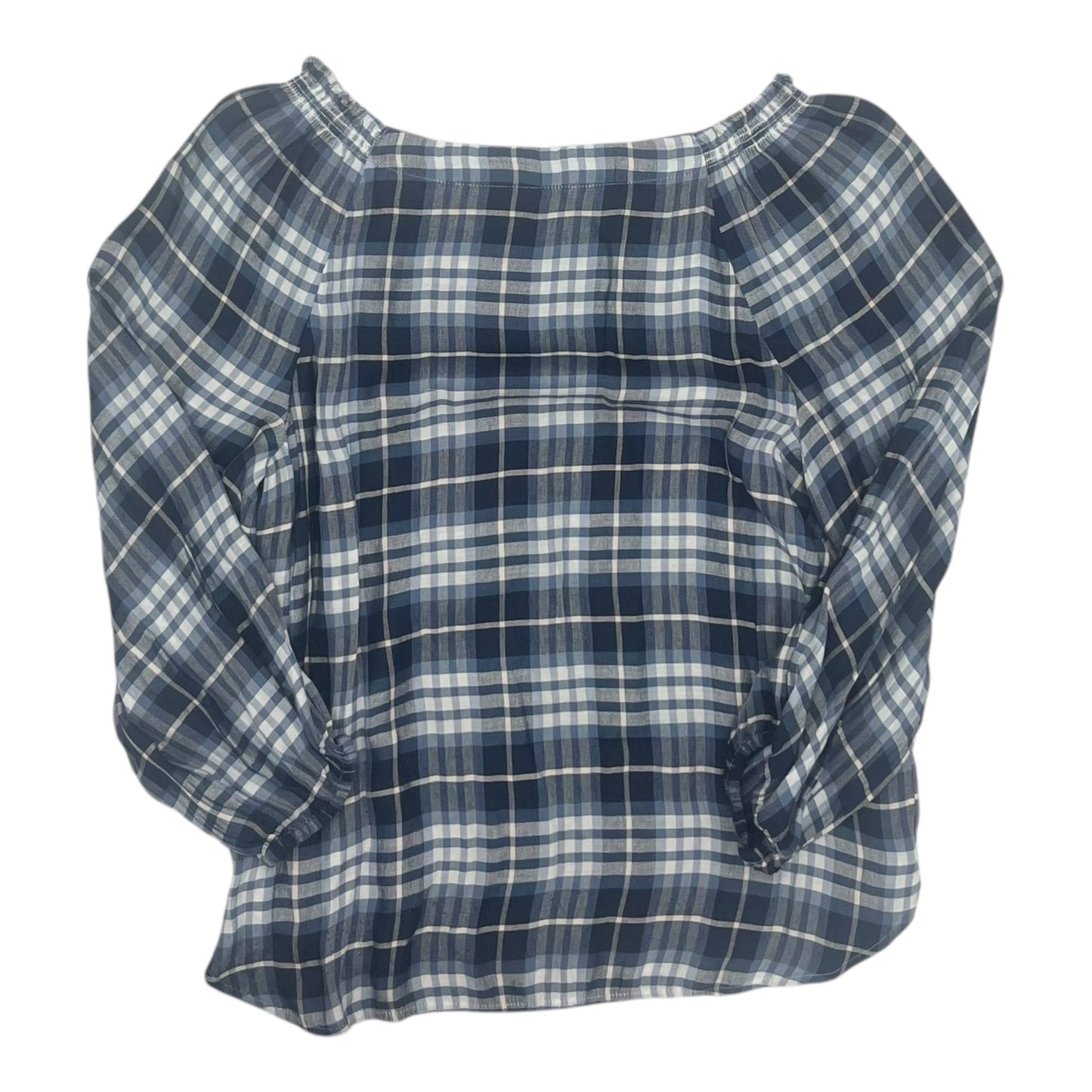 Blouse Ls By Loft In Plaid Pattern, Size:S