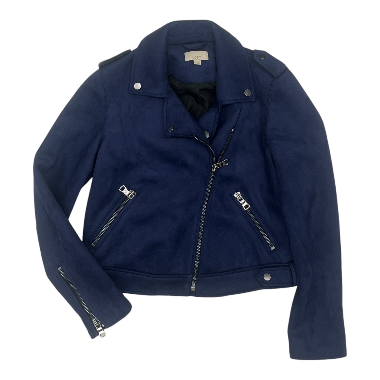 Jacket Moto By Loft In Blue, Size:Xs