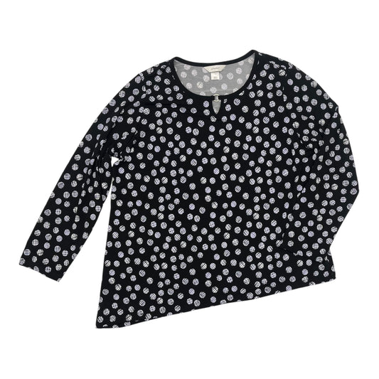Blouse Ls By Cj Banks In Black, Size:1X