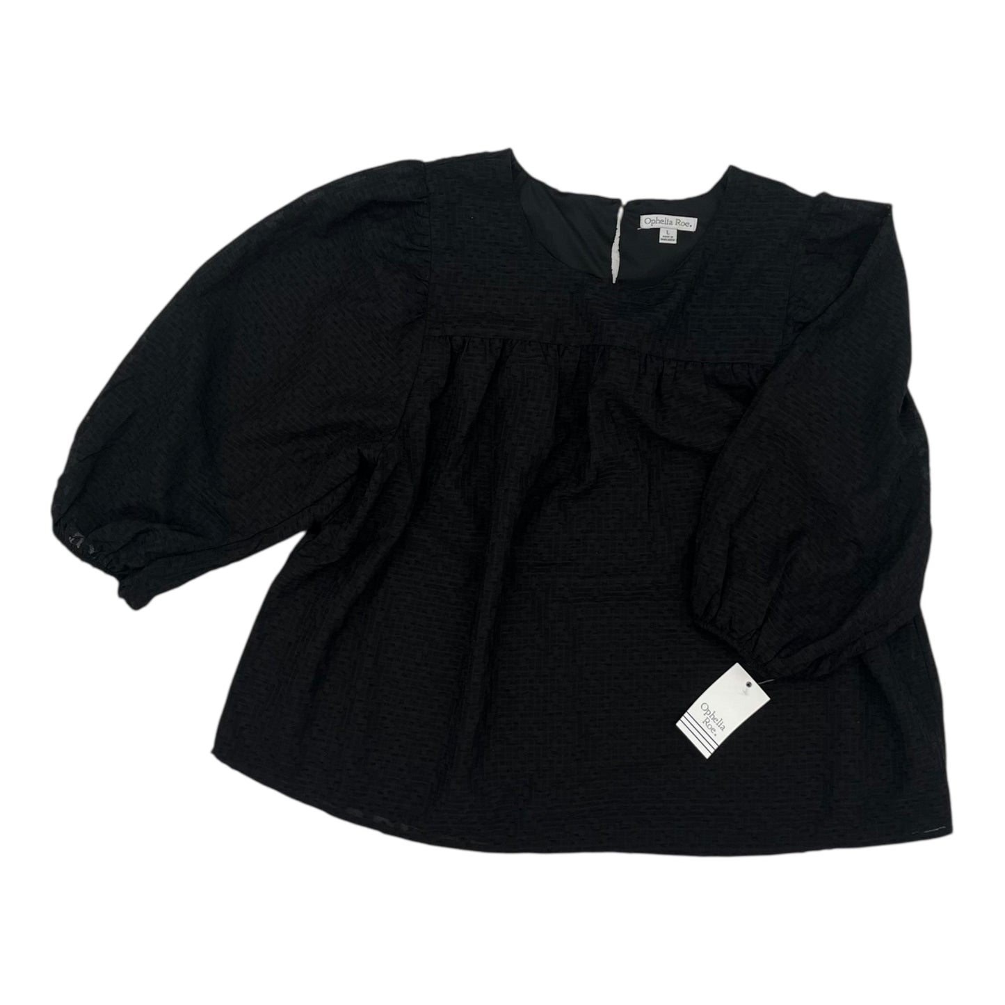 Blouse 3/4 Sleeve By Ophelia Roe In Black, Size:L
