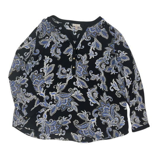 Blouse Ls By Roz And Ali In Black, Size:2X