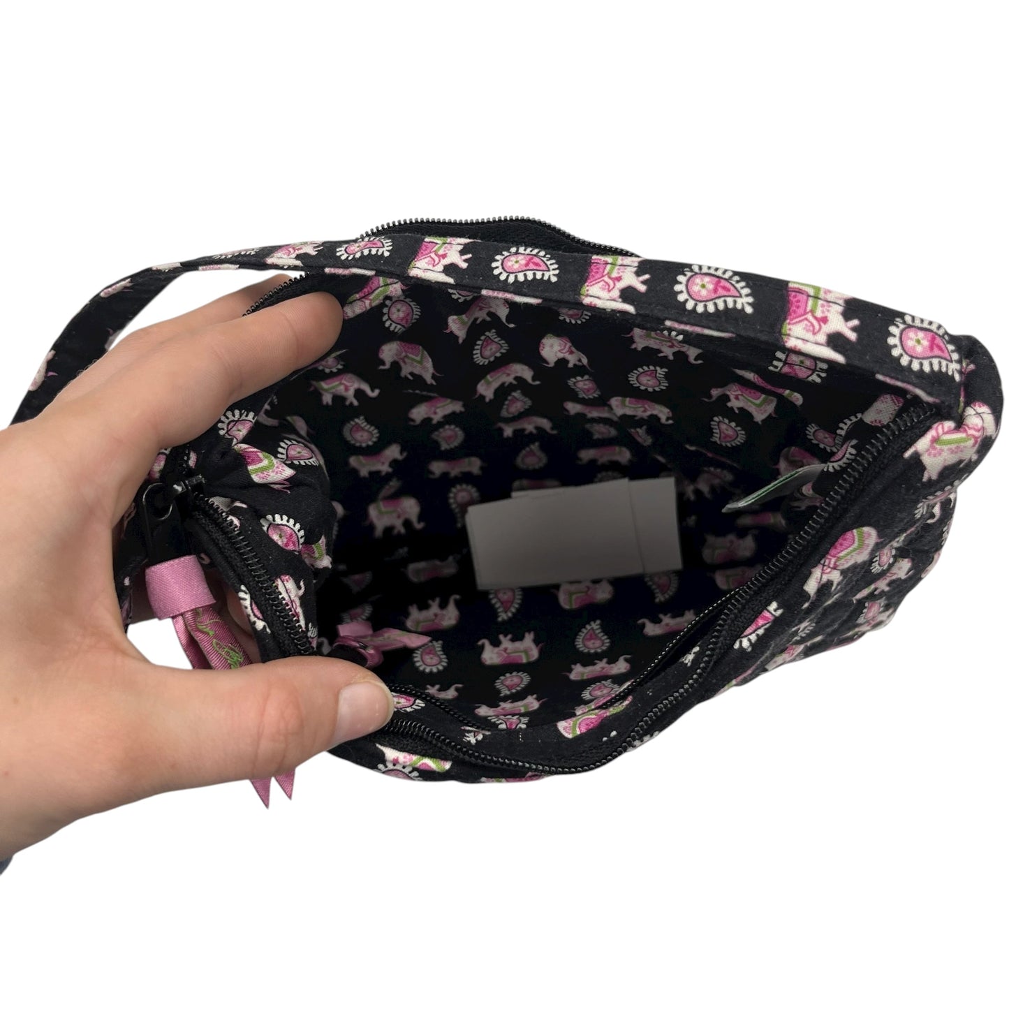 Handbag By Vera Bradley In Black & Pink, Size:Small
