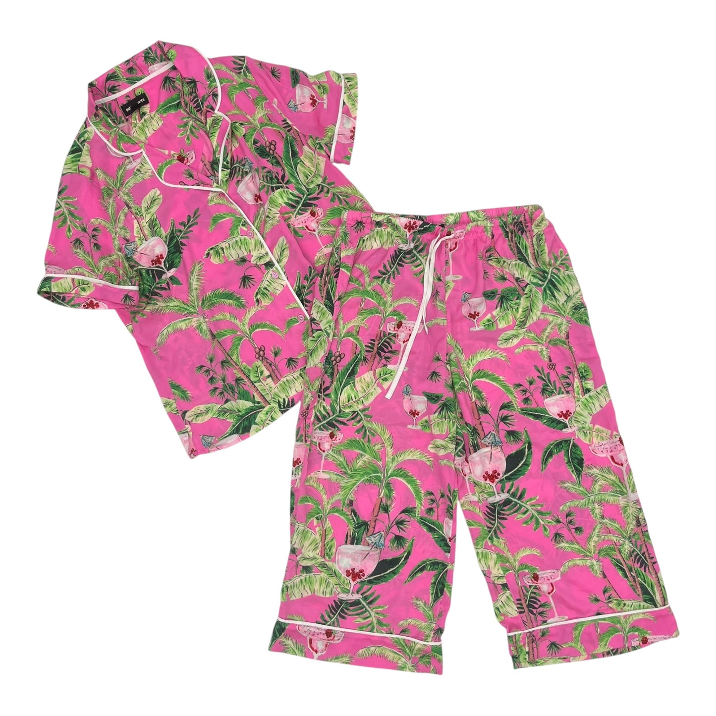 Lounge Set Pants By Clothes Mentor In Green & Pink, Size:M